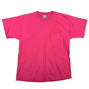 Vintage Key Elements Mens Red Pocket T-Shirt Made in USA Cotton Crew Neck Large